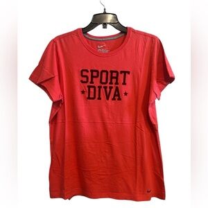 Nike Red 100% Cotton “Sport Diva” Short Sleeve Graphic Tee Size XXL